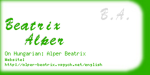 beatrix alper business card